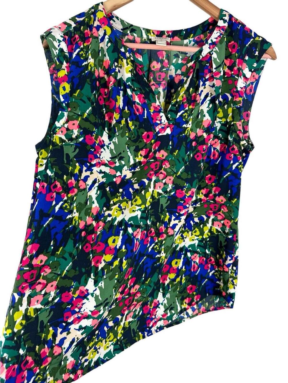 J. CREW Women Thin Lightweight Sleeveless Summer Blouse Multicolor Floral 10 - Picture 8 of 9